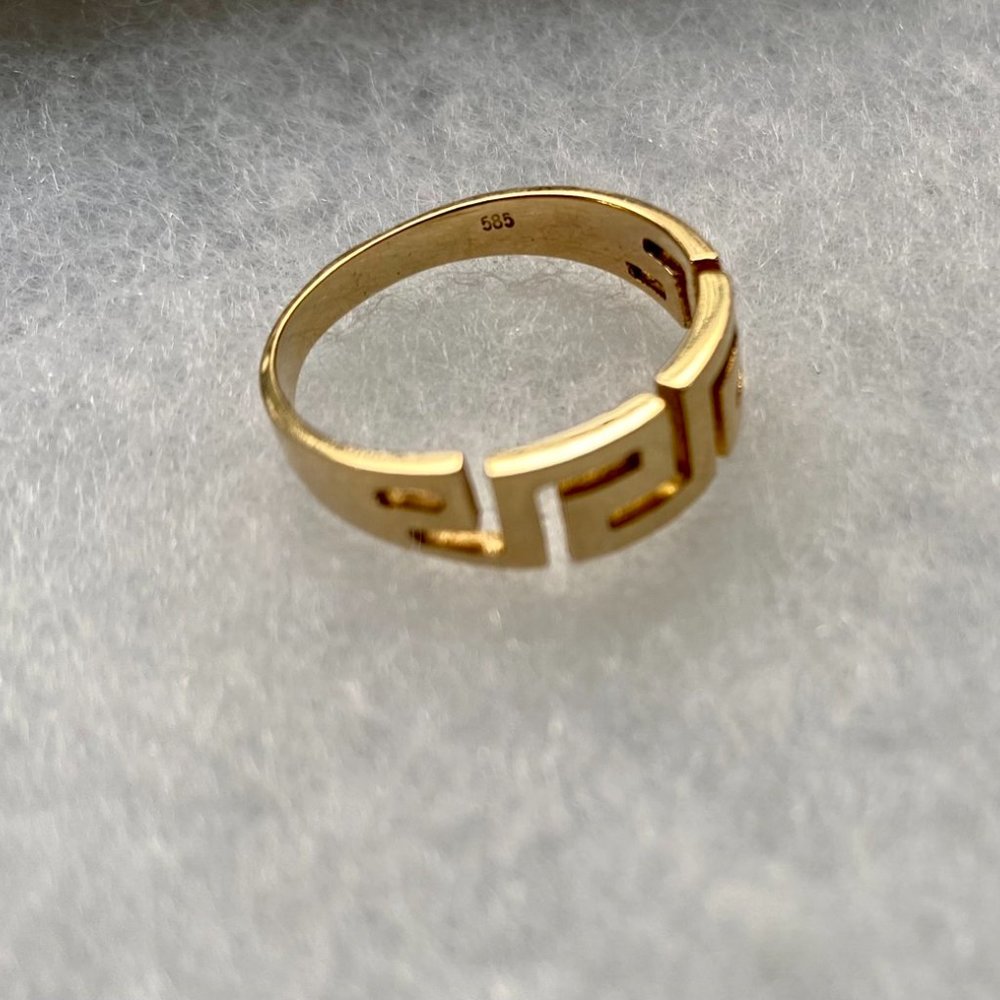14k Yellow Gold Stackable Greek Symbol Ring, Size… - image 2